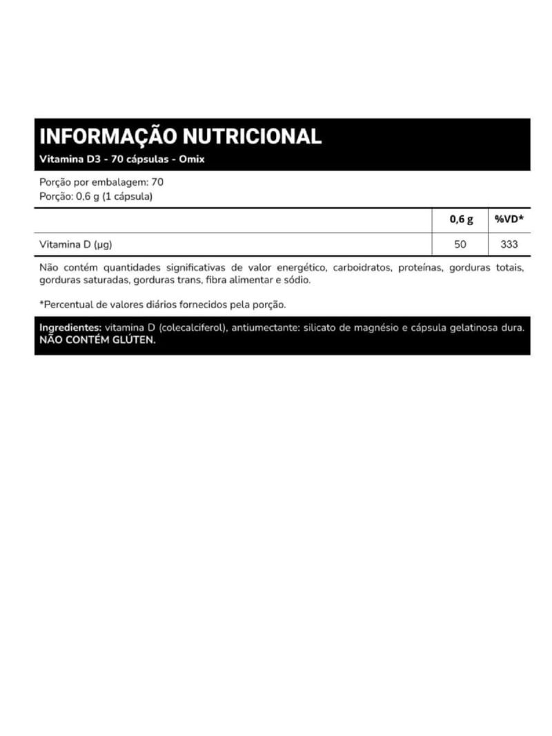 Vitamina D3 Omix 70cáps