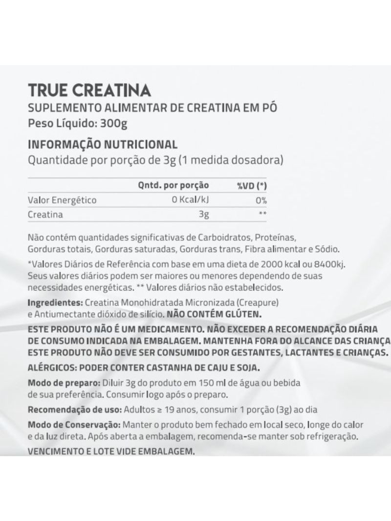 Creatine 100% Pure True Source 300g
