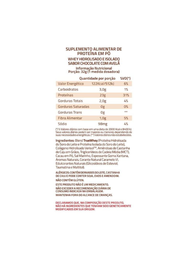 Whey Chocolate com Avelã True Source 1810g