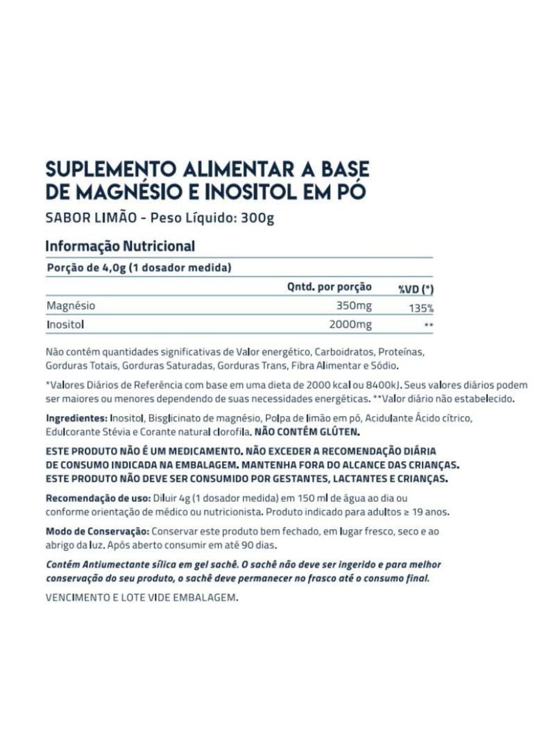 Magnesio + Inositol Relief  Limão Siciliano True Source  300g