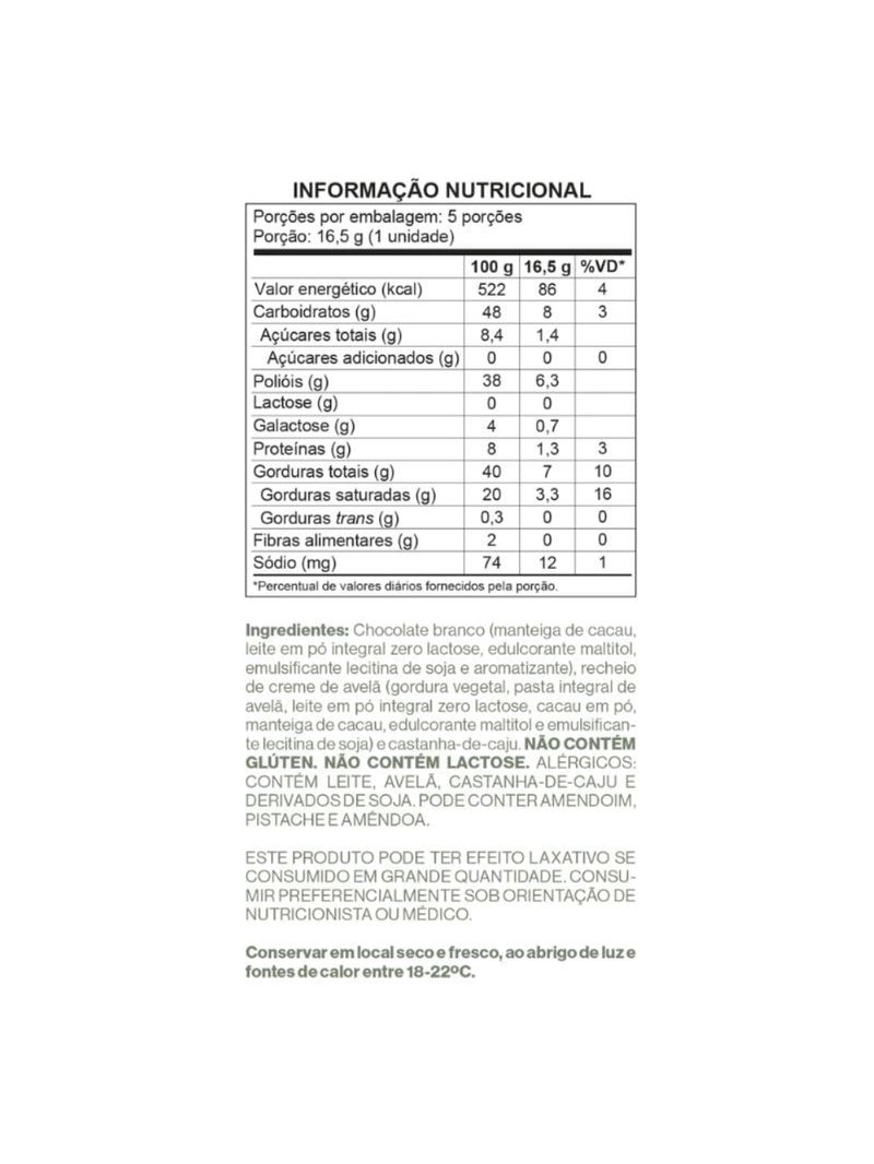 Bombom De Chocolate Branco Com Creme de Avelã Luckau Lata 198g