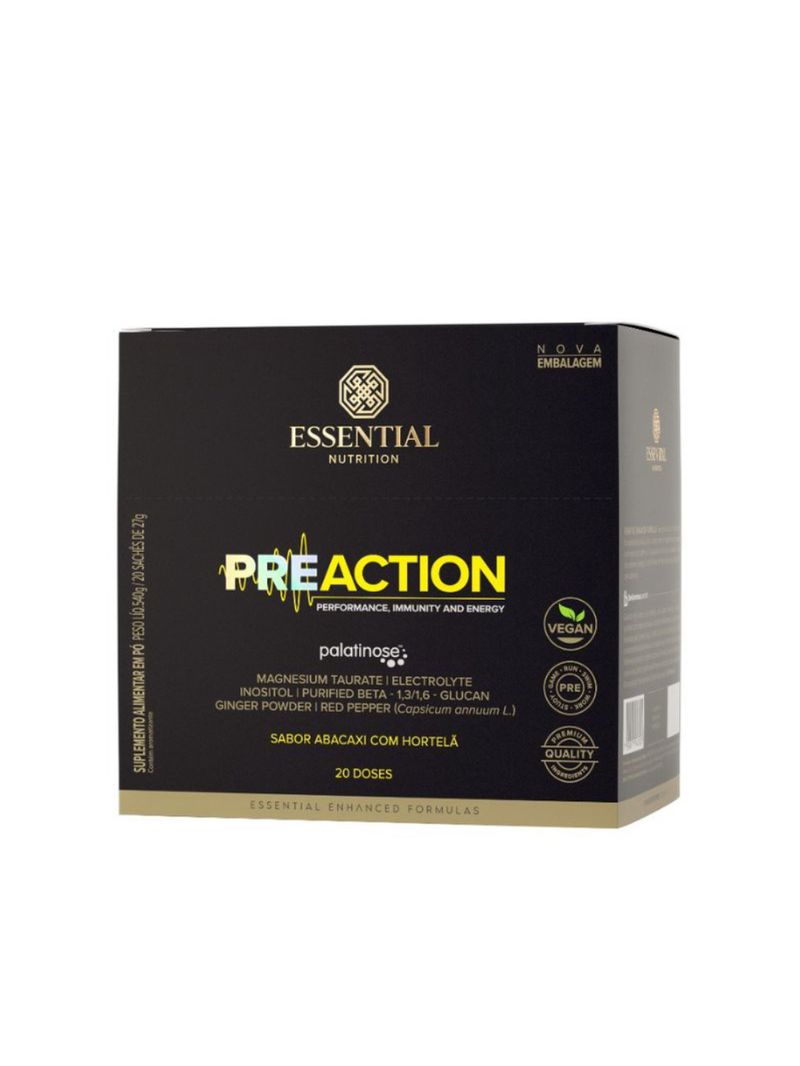 Pre Action Energy de Abacaxi e Hortelã Essential Nutrition 20x27g