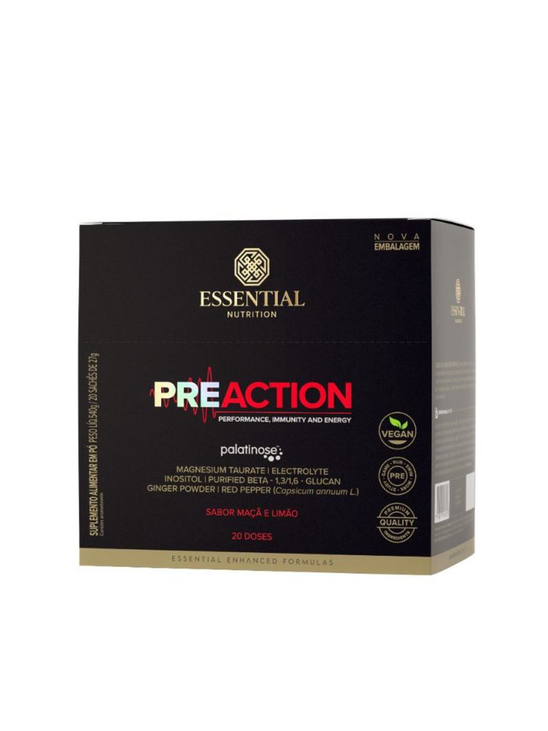 Pre Action Maçã e Limão Essential Nutrition 20x27g