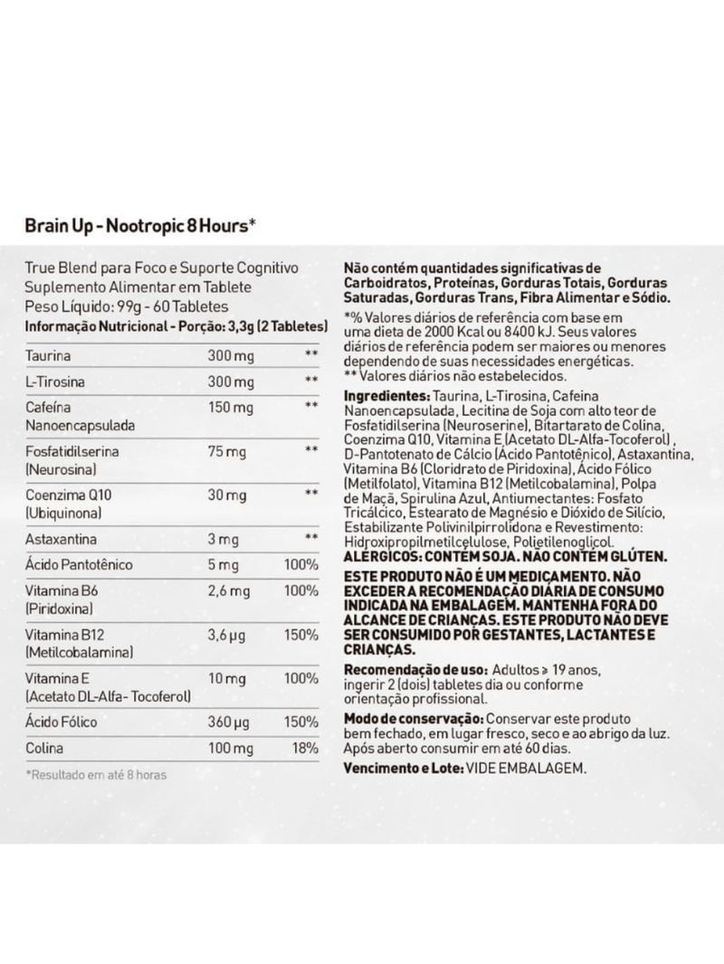 Brain Up Nootropic 8 Hours True Source 60 Tabletes