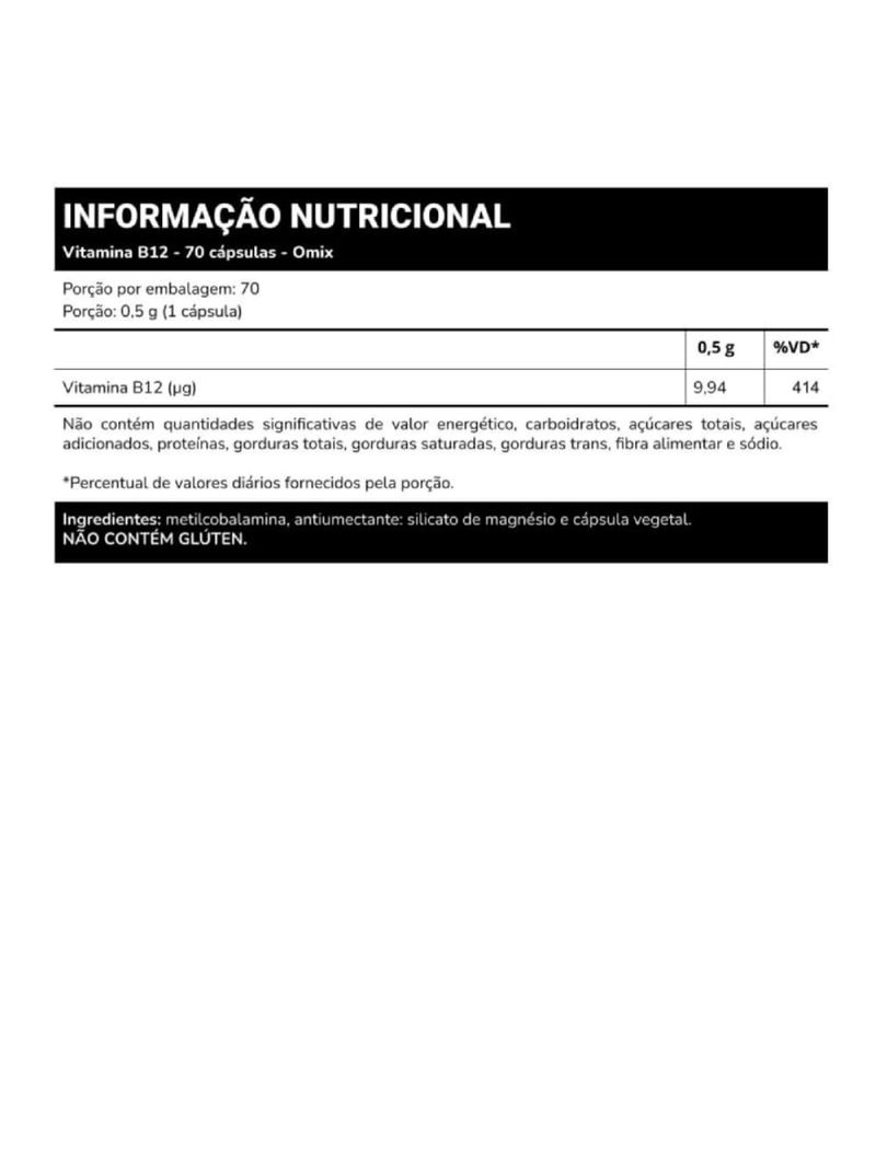 Vitamina B12 Omix 70cáps