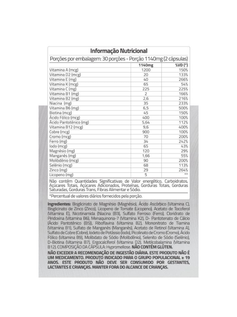 Multi Vitamin Two Per Day True Source 60 cápsulas