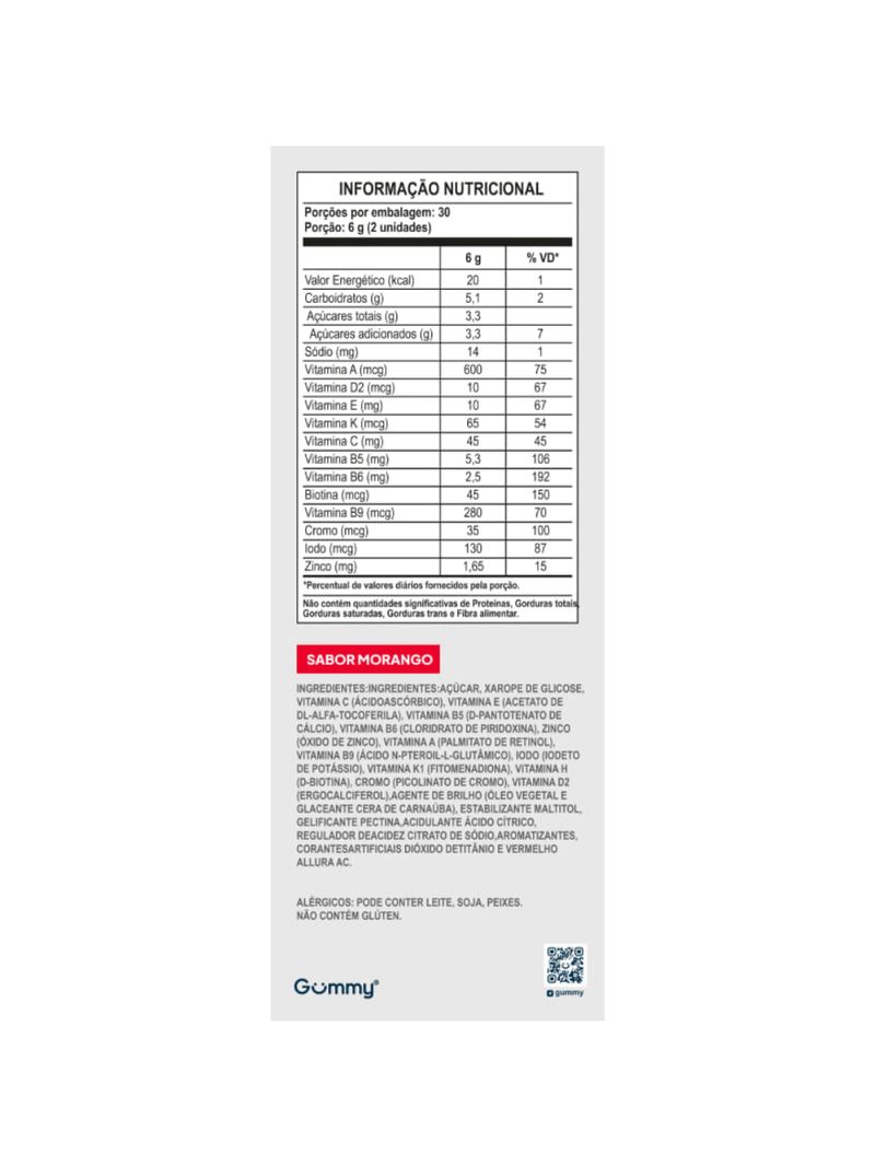 Hair Vitamin Cabelos e Unhas Morango Gummy 60Gomas