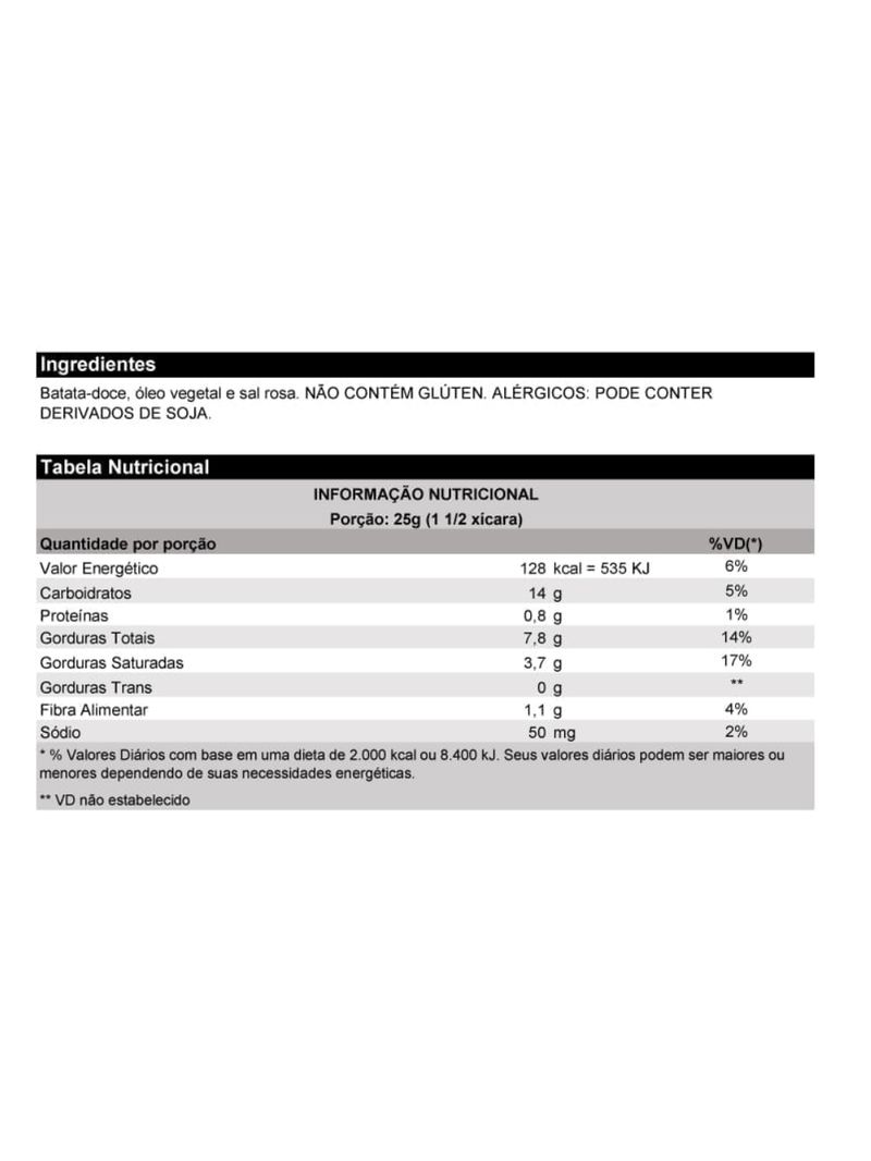 Chips Batata Doce Sal Rosa do Himalaia Belive 50g