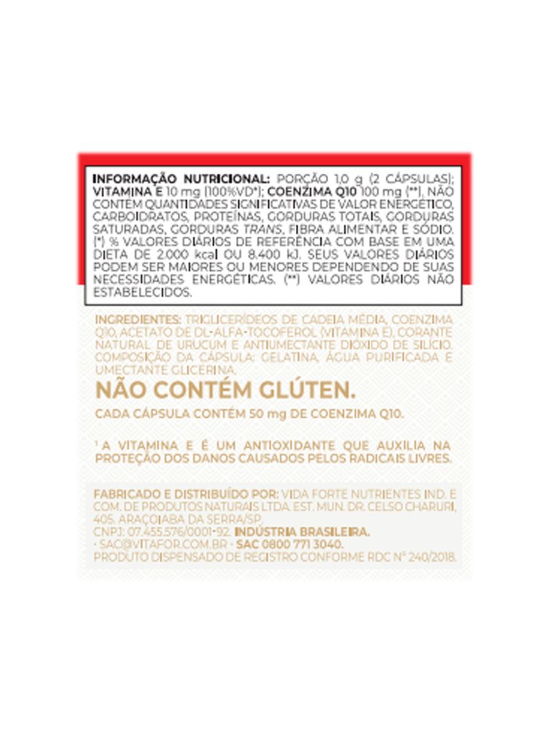 Coenzima Q10 Vitafor 60 cápsulas