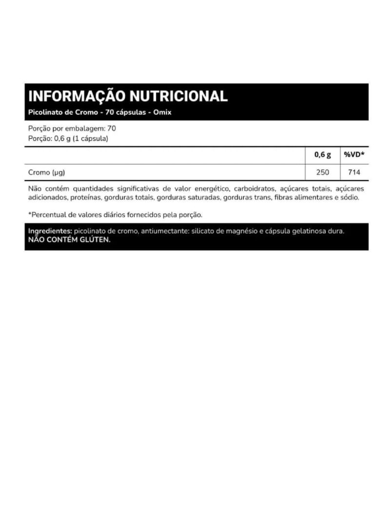 Picolinato de Cromo Omix 70cáps
