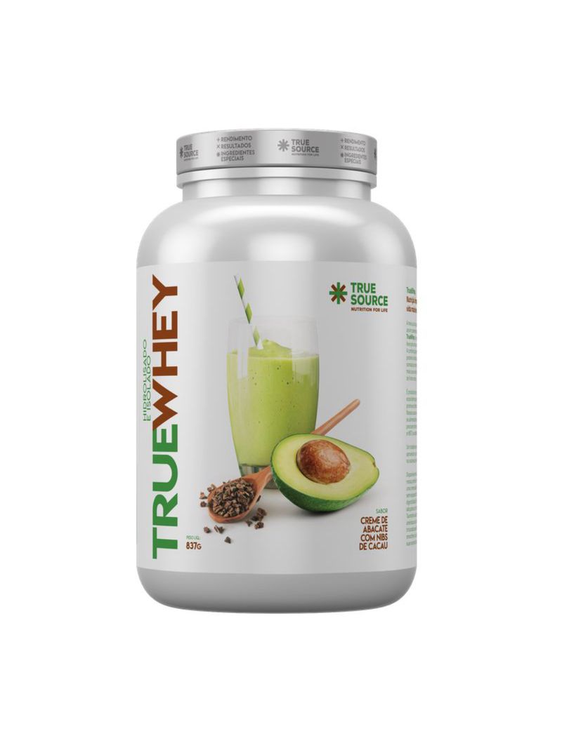 Whey Creme de Abacate e Nibs Cacau True Source 837g