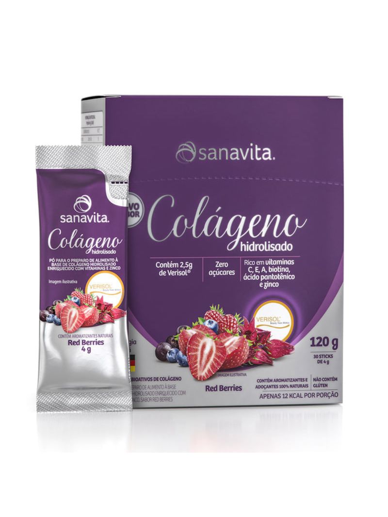 Colágeno Verisol Red Berries 30sch 120g - Sanavita