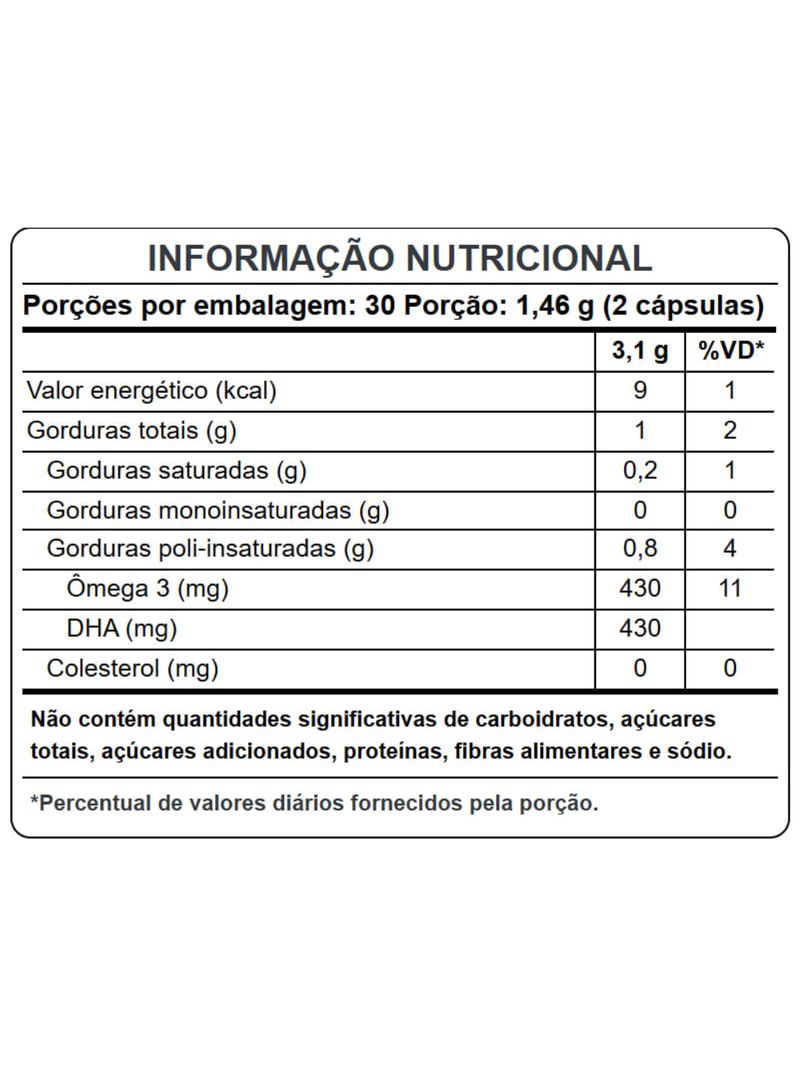 Vegan Ômega 3 DHA Puravida 500mg 60caps
