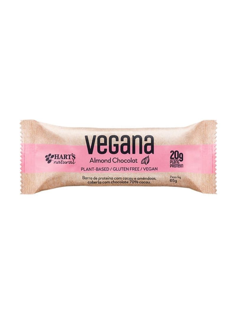 Barra de Proteína Vegana Almond Chocolat 65g Hart's Natural