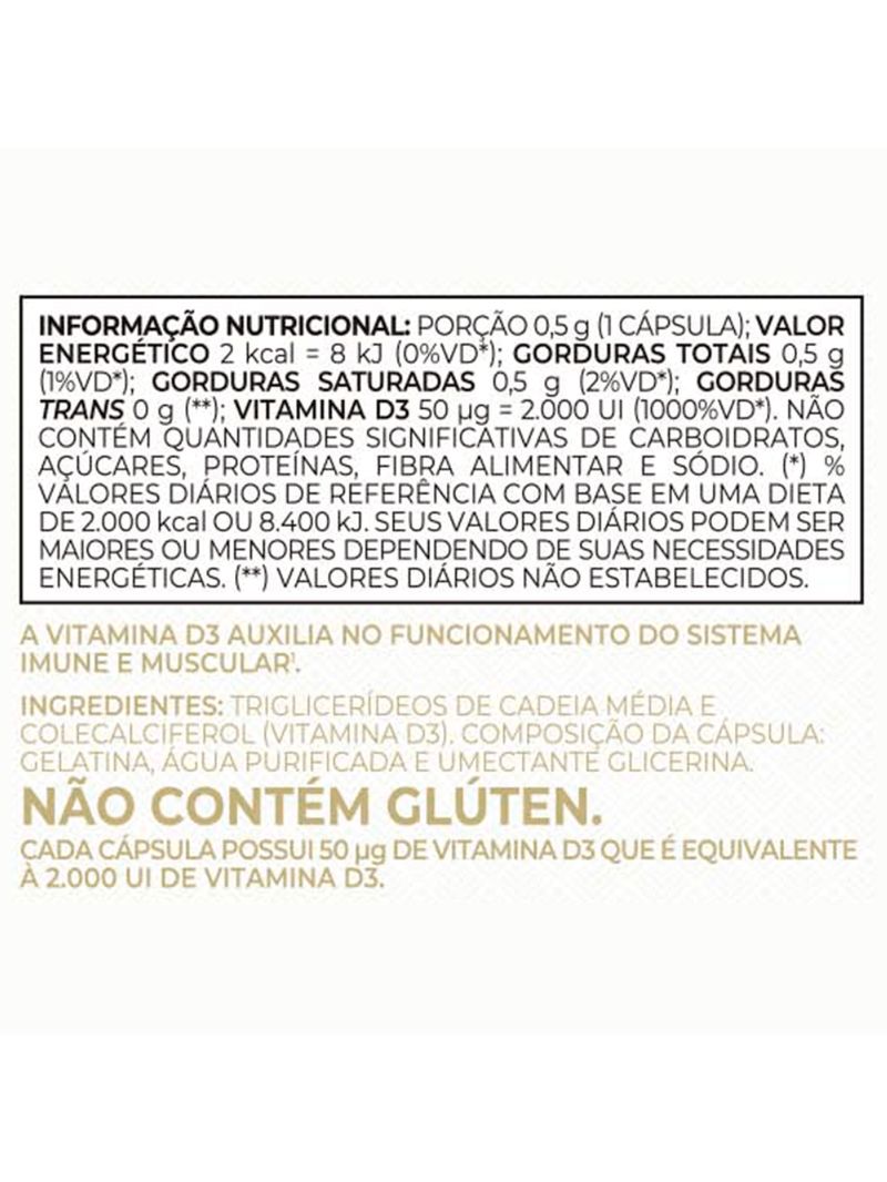 Vita D3 2000ui Vitafor 500mg 60 cápsulas