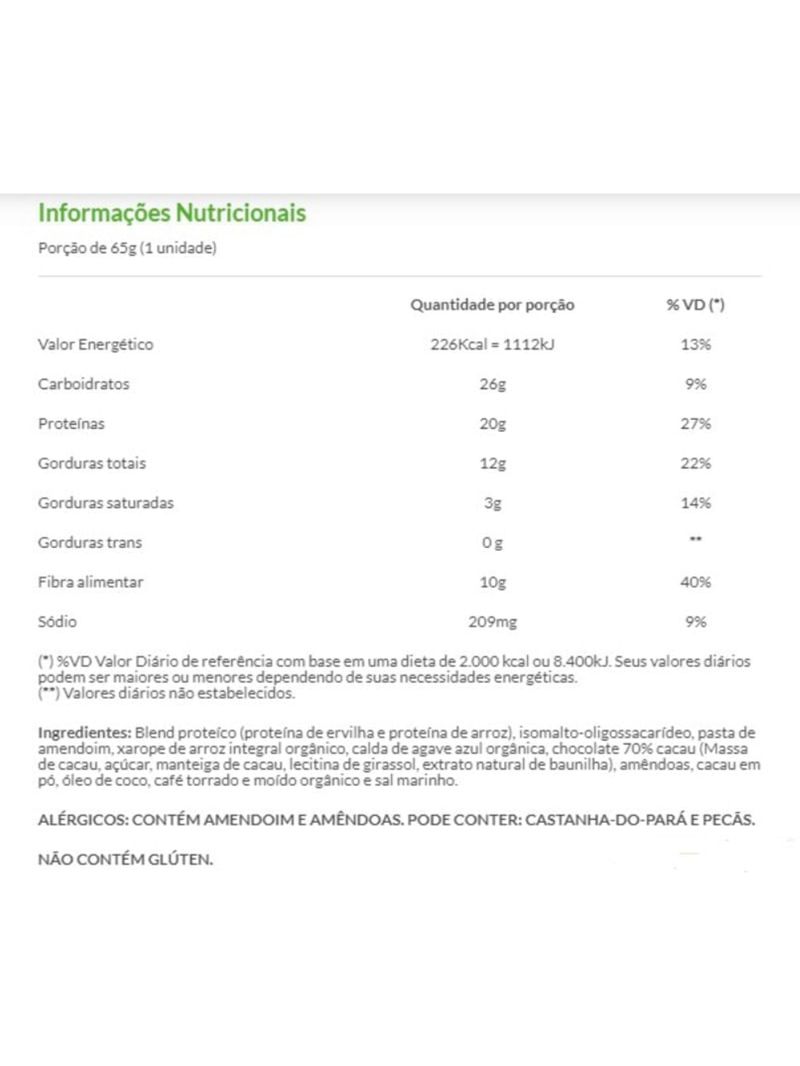 Barra de Proteína Vegana Caffè Mocha 65g - Hart's Natural