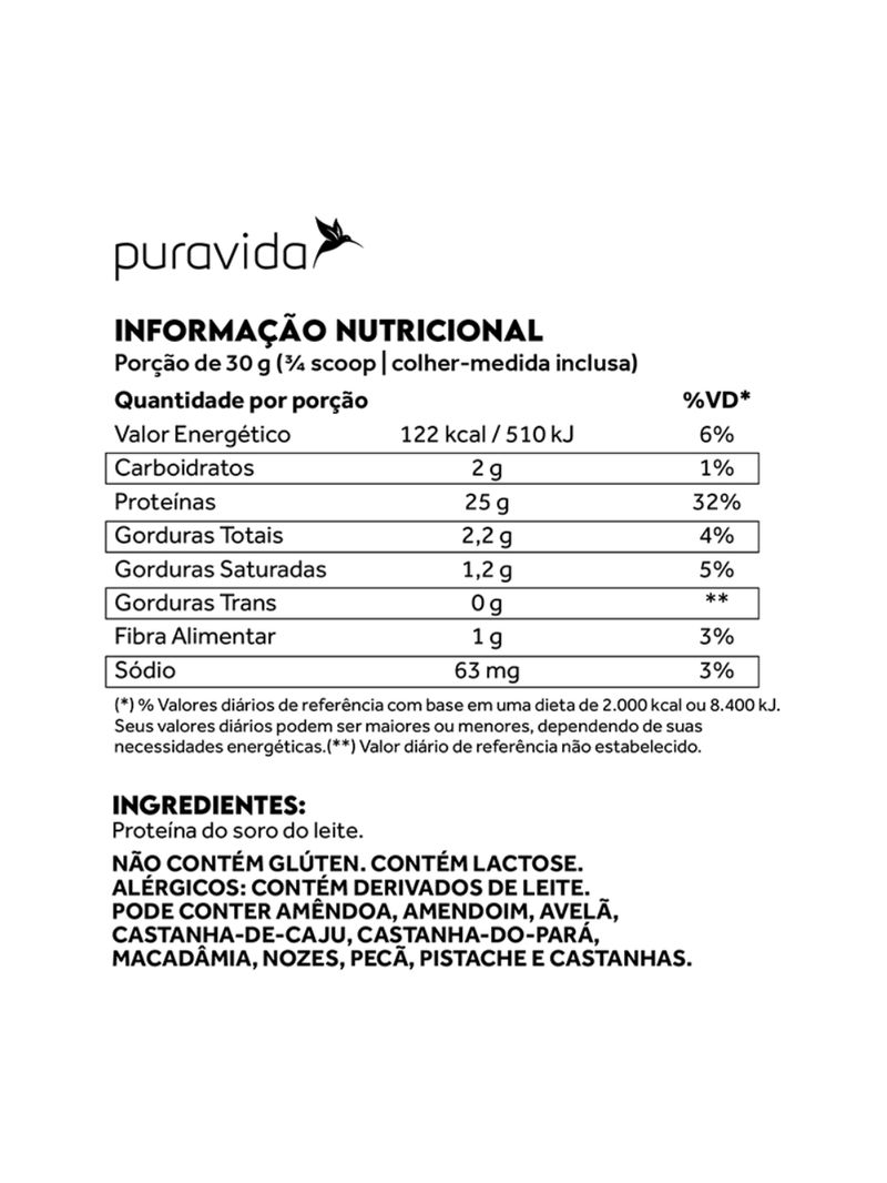 Grassfed Whey Protein Natural PuraVida 900g