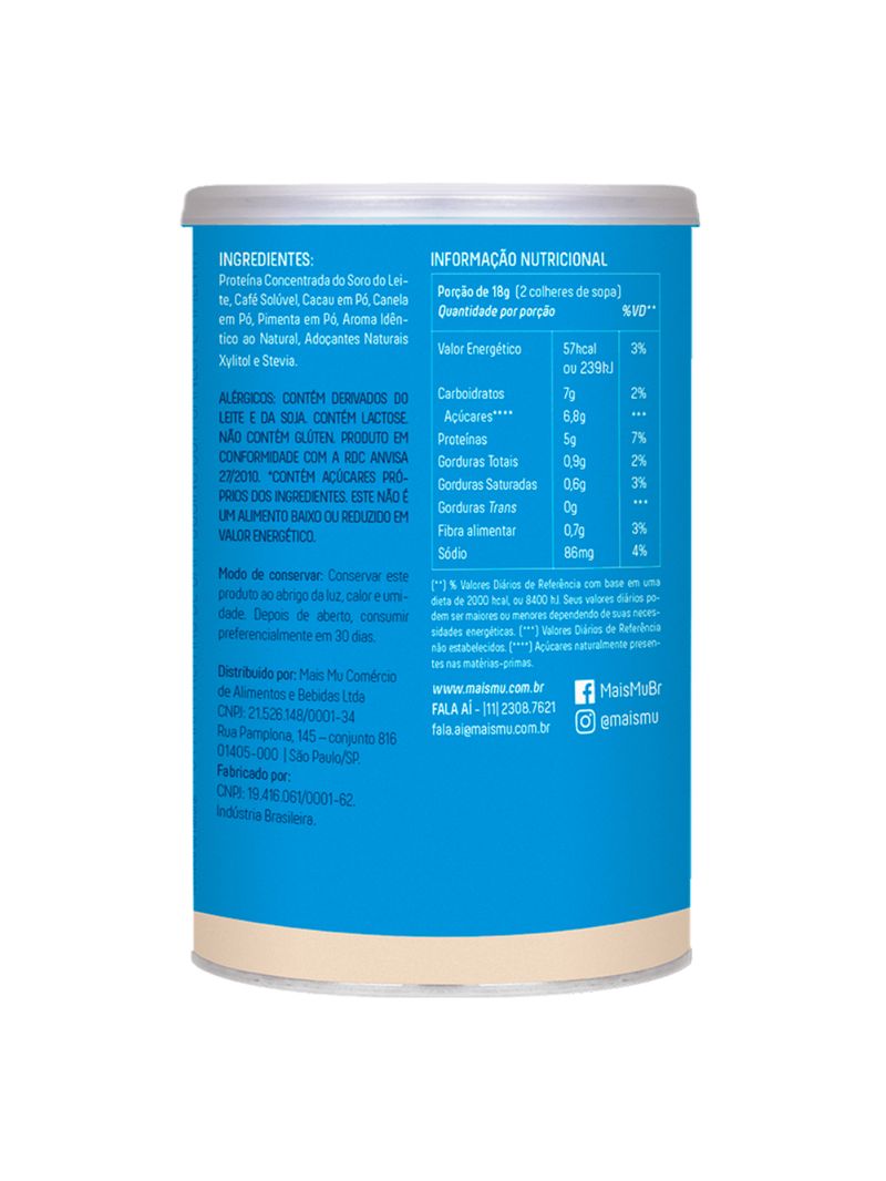 Cappuccino com whey canela e pimenta Mais Mu 200g