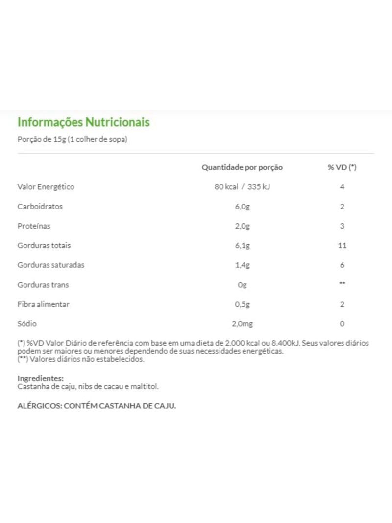 Pasta Castanha de Caju Cacau Nibs 300g - Eat Clean