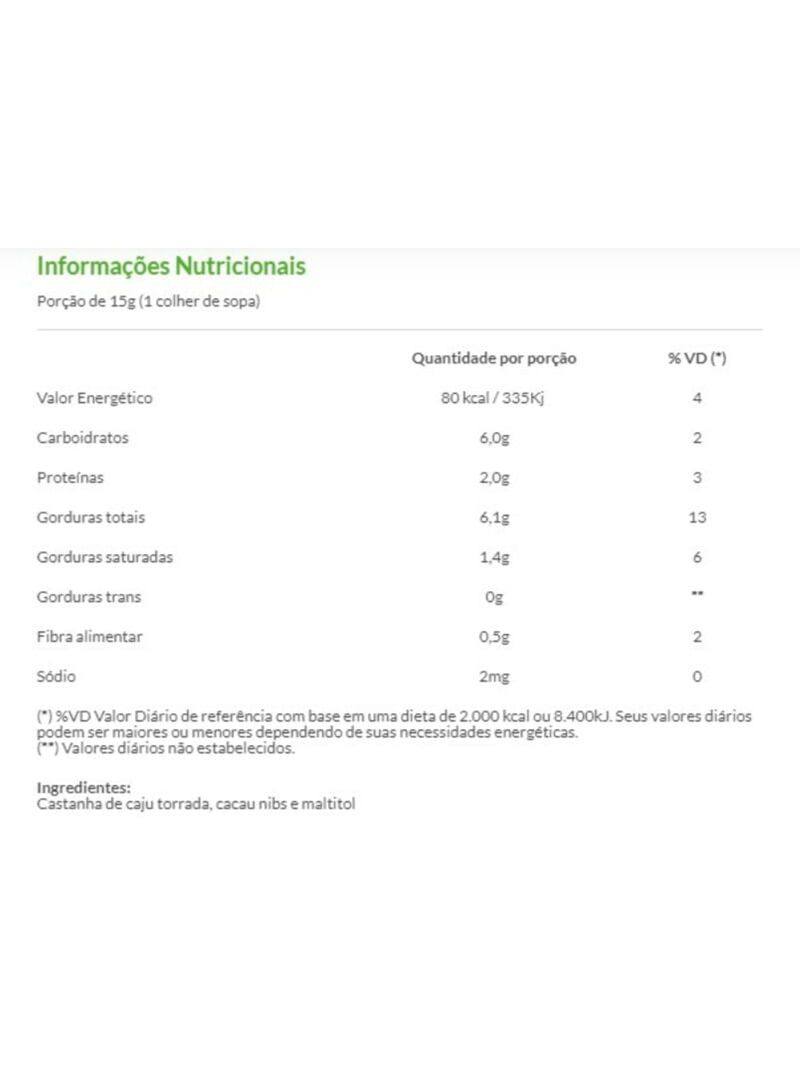 Pasta de Castanha de Caju Cacau Nibs 160g - Eat Clean