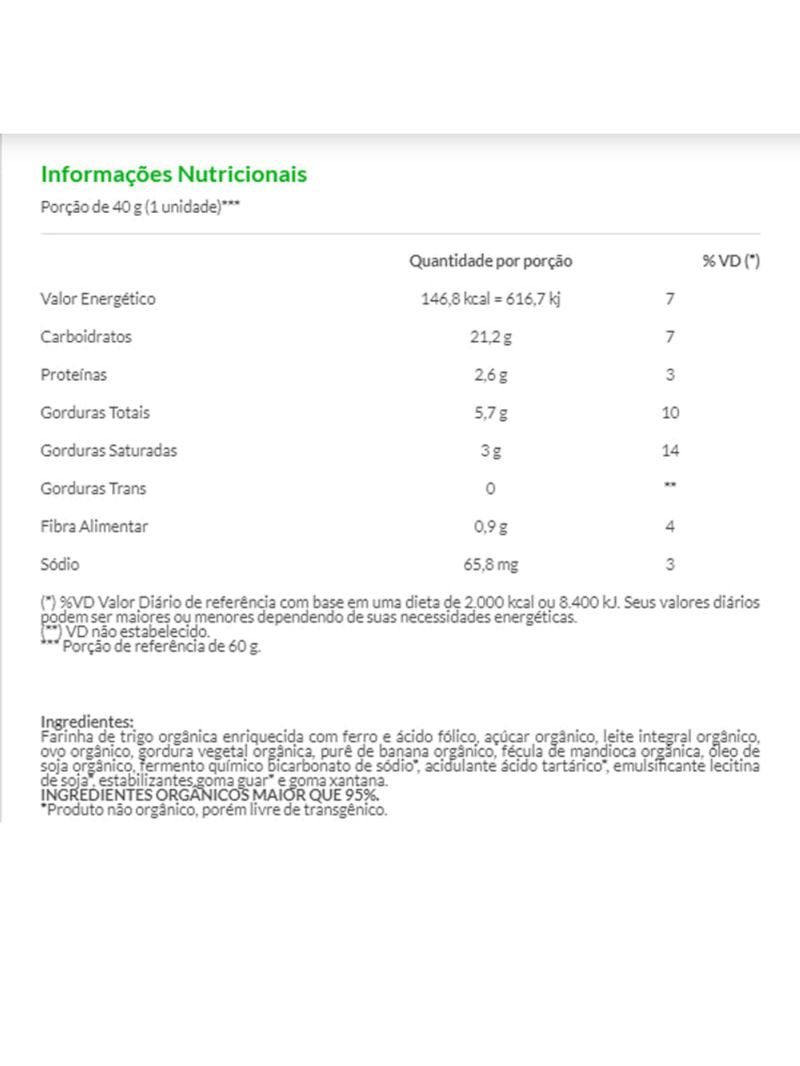 Muffin Orgânico Banana 40g - Suavipan