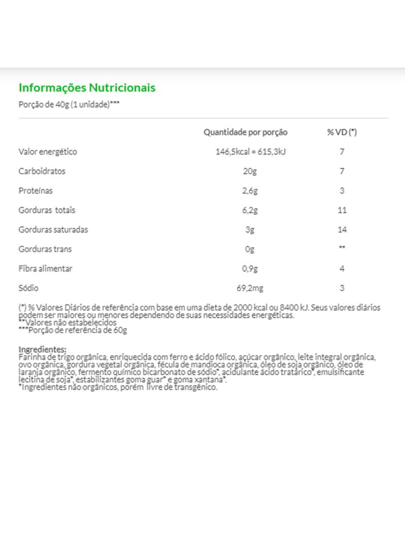 Muffin Orgânico Laranja 40g - Suavipan