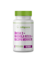 Ômega 3 pó 600mg + Rhodiola rósea 150mg + Bacopa monnieri 250mg 60 Doses