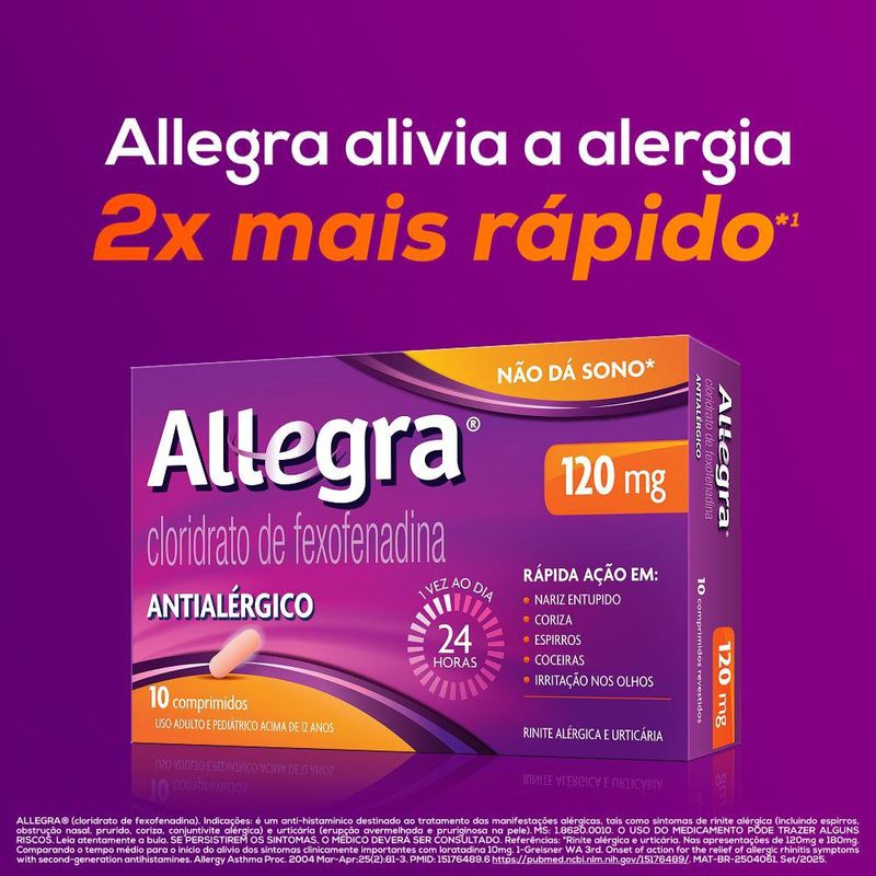 Antialérgico Allegra 120mg - 10 comprimidos