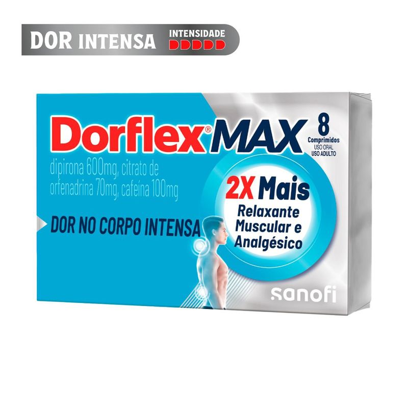 Analgésico e Relaxante Muscular Dorflex Max Dipirona 600mg - 8 Comprimidos