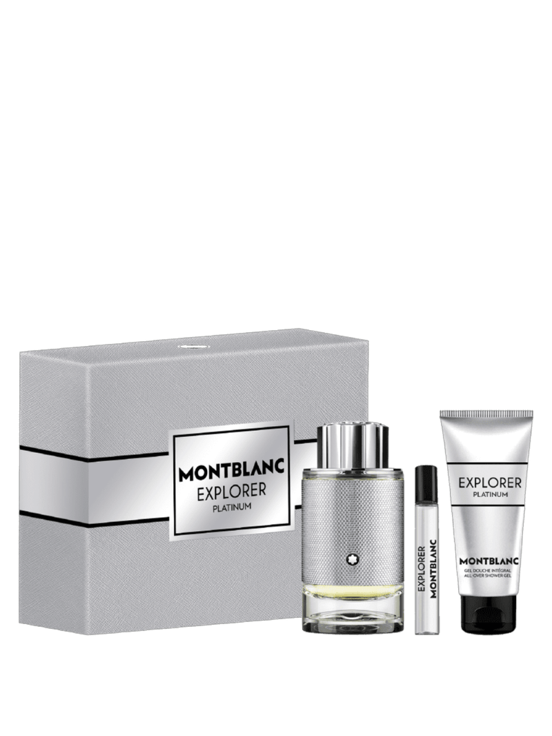 Kit Montblanc Explorer Platinum Masculino - Edp 100ml +  Edp 7,5ml + Shower Gel 100ml