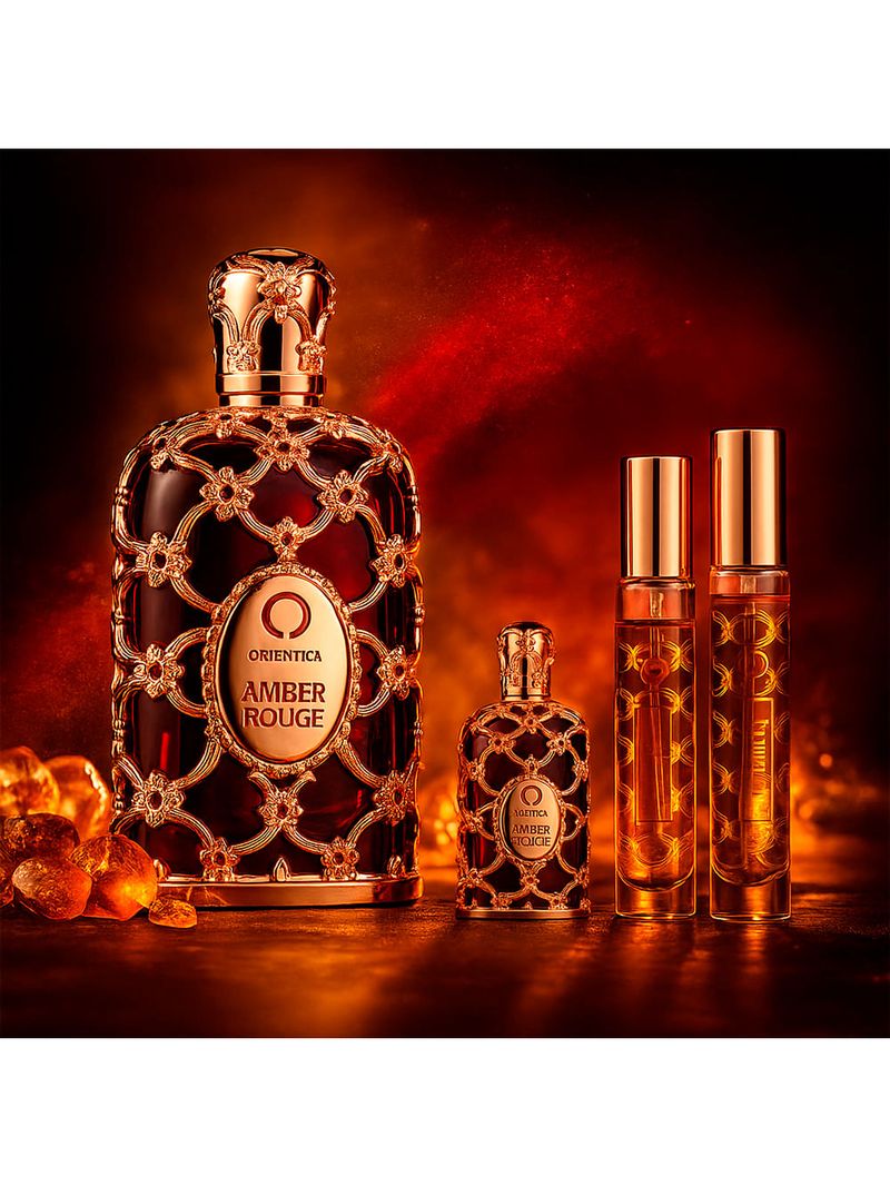 Kit Orientica Luxury Collection Amber Rouge Unissex - Edp 80ml + Miniatura 7,5ml + 2 Atomizers 10ml