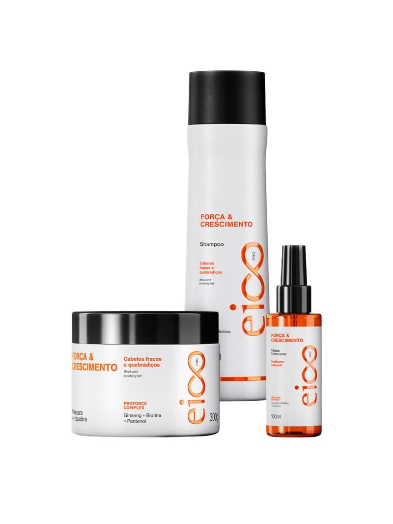 Kit Eico Pro Força e Crescimento - Shampoo 300ml + Máscara 300ml + Tônico 100ml