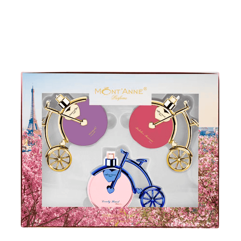 Kit Mont'Anne Parfums Feminino - Deserve Glamour 25ml + Pulcher Femme Luxe 25ml + Lovely Heart Luxe 25ml