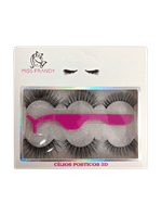 Kit Miss Frandy - Cílios Postiços com 3 Pares e Uma Pinça