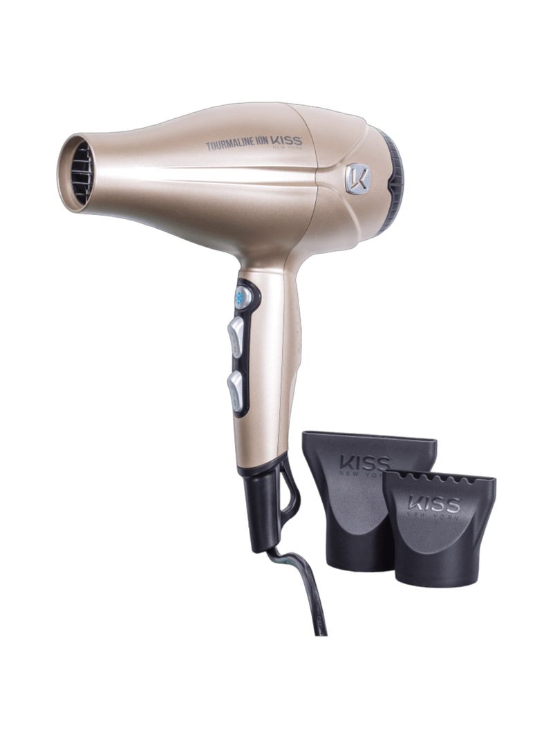 Kiss New York Tourmaline Ion Dourado - Secador de Cabelo 220V