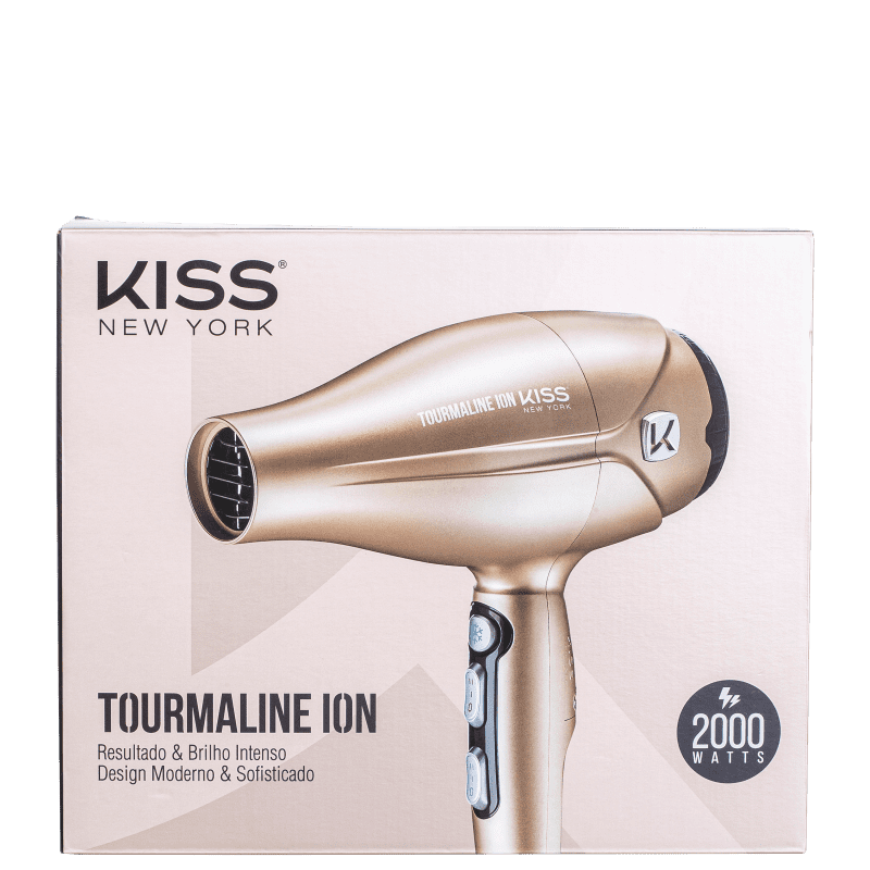 Kiss New York Tourmaline Ion Dourado - Secador de Cabelo 220V