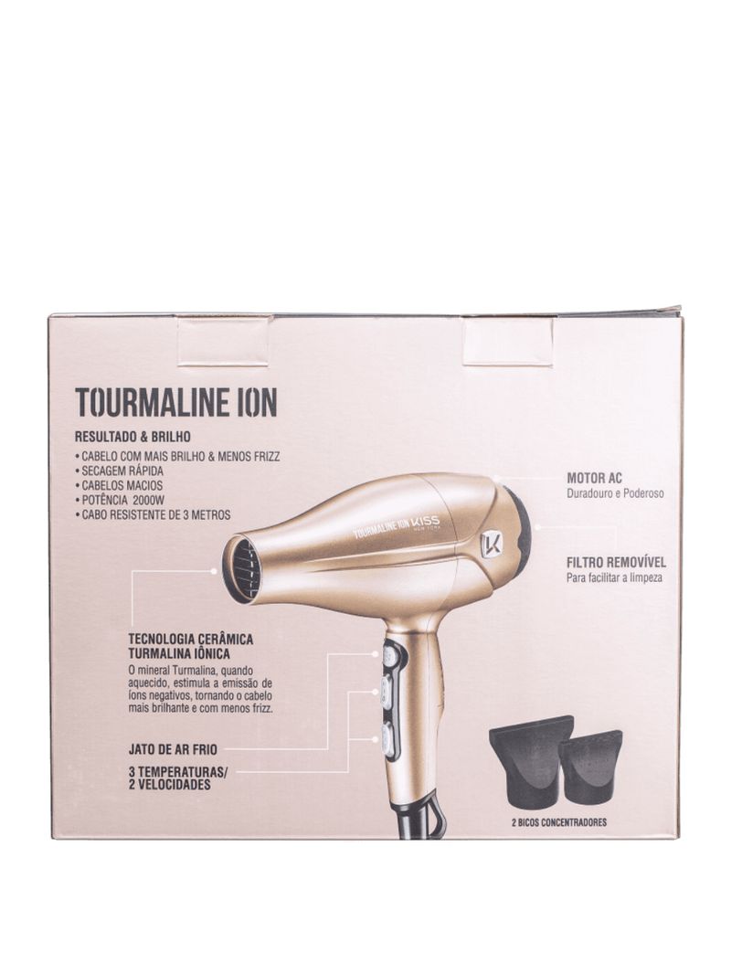 Kiss New York Tourmaline Ion Dourado - Secador de Cabelo 220V