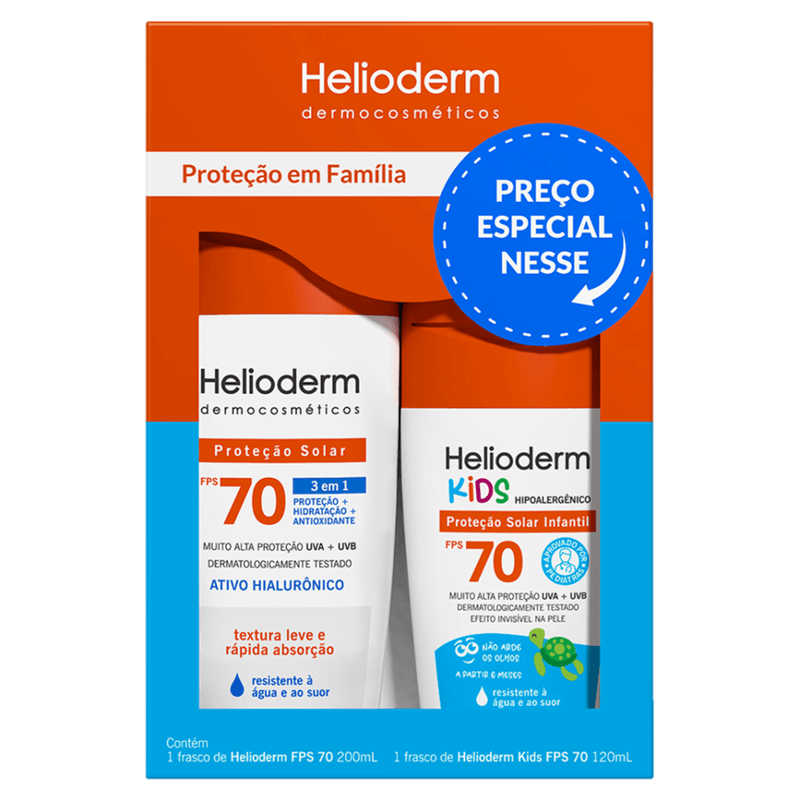 KIT FAM HELIODERM FPS70 200ML+KIDS 120ML