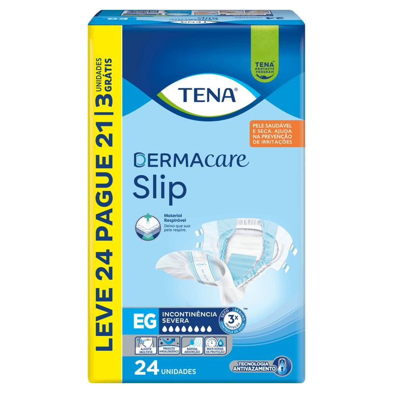 Fralda Geriátrica Tena Dermacare Slip EG Alta Absorção 24un Tena Conforto
