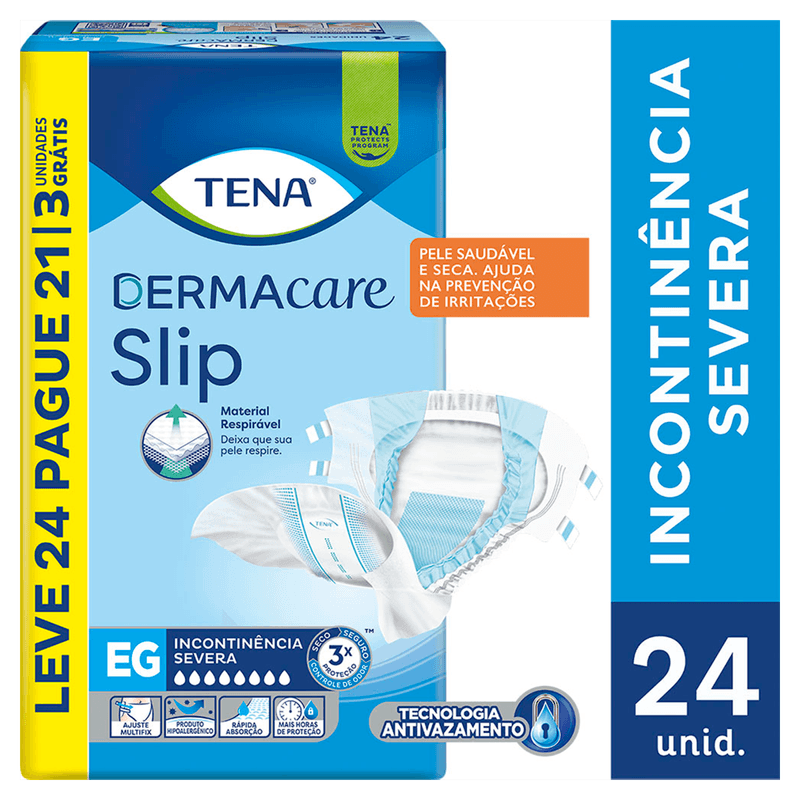 Fralda Geriátrica Tena Dermacare Slip EG Alta Absorção 24un Tena Conforto