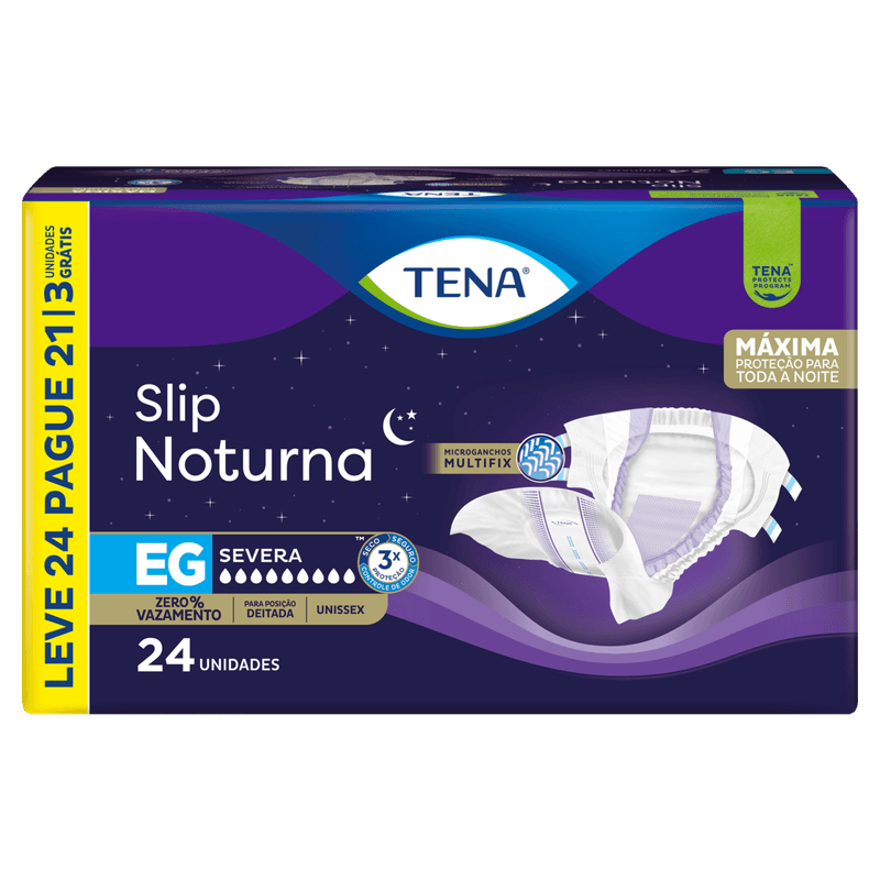 Fralda Geriátrica Tena Slip Noturna EG 24un - Conforto e Proteção Noturna