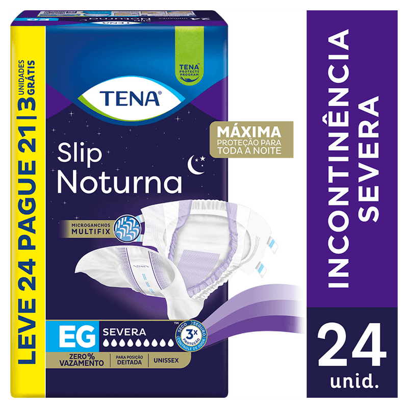 Fralda Geriátrica Tena Slip Noturna EG 24un - Conforto e Proteção Noturna