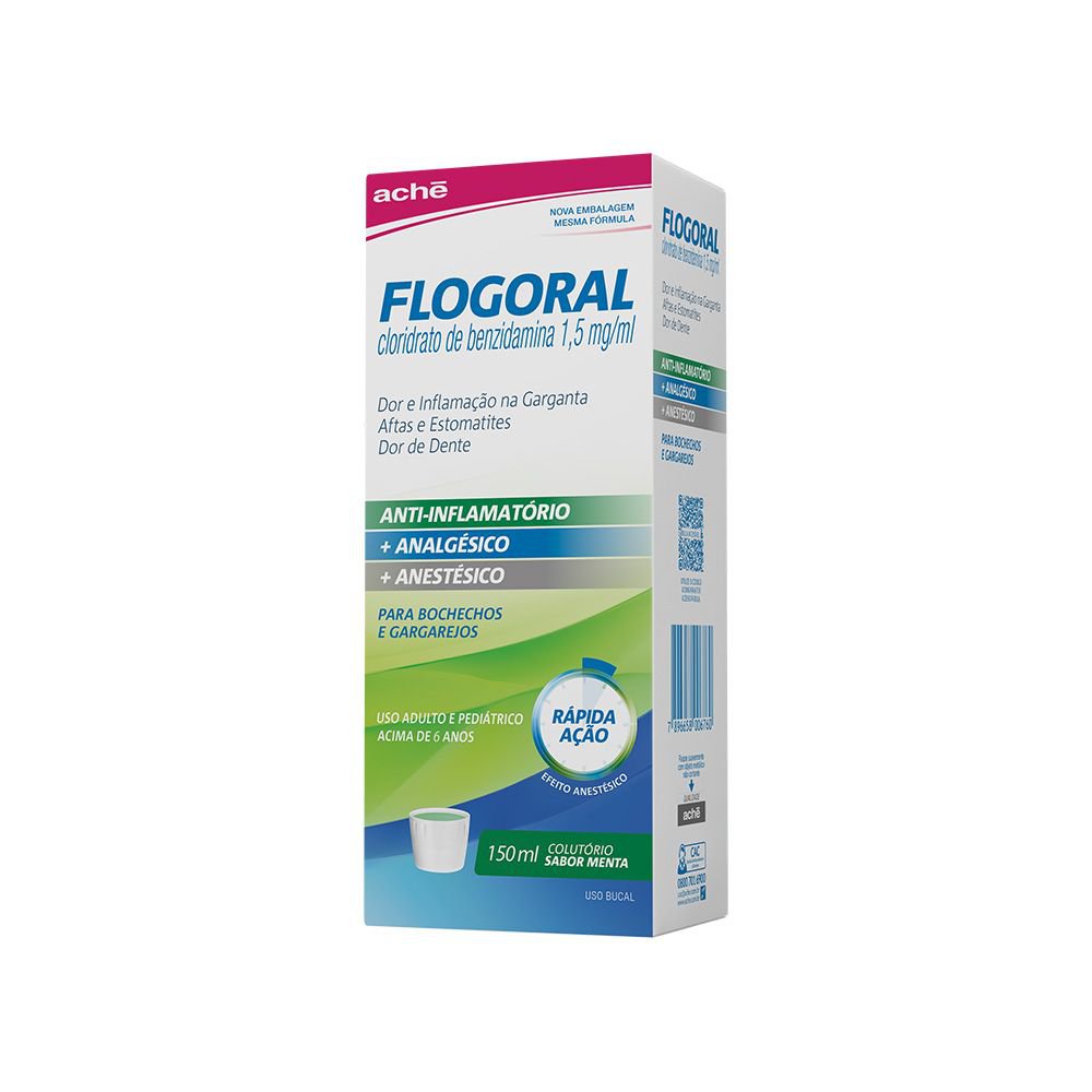 Flogoral Colutório Tradicional 150ml | Analgésico Bucal Aché