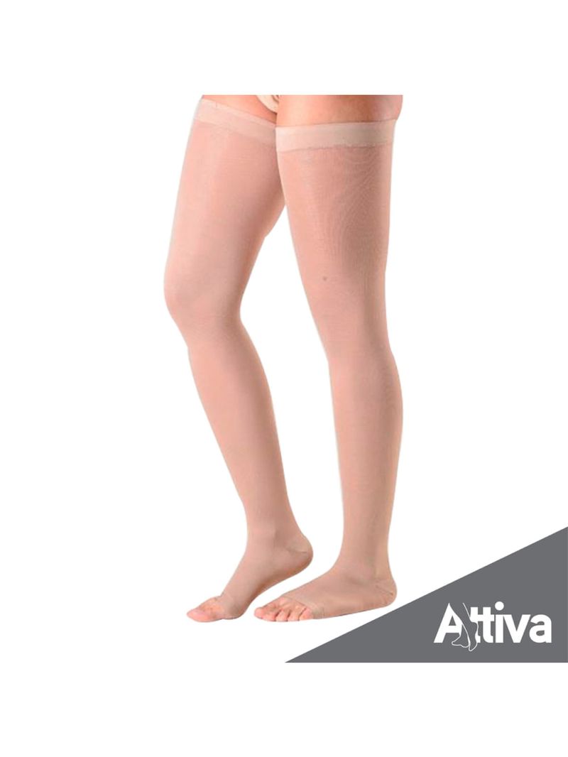 Meia Coxa 7/8 Attiva Alta Compressao 20-30 Fem Aberta Natural Tamanho G Cor NATURAL
