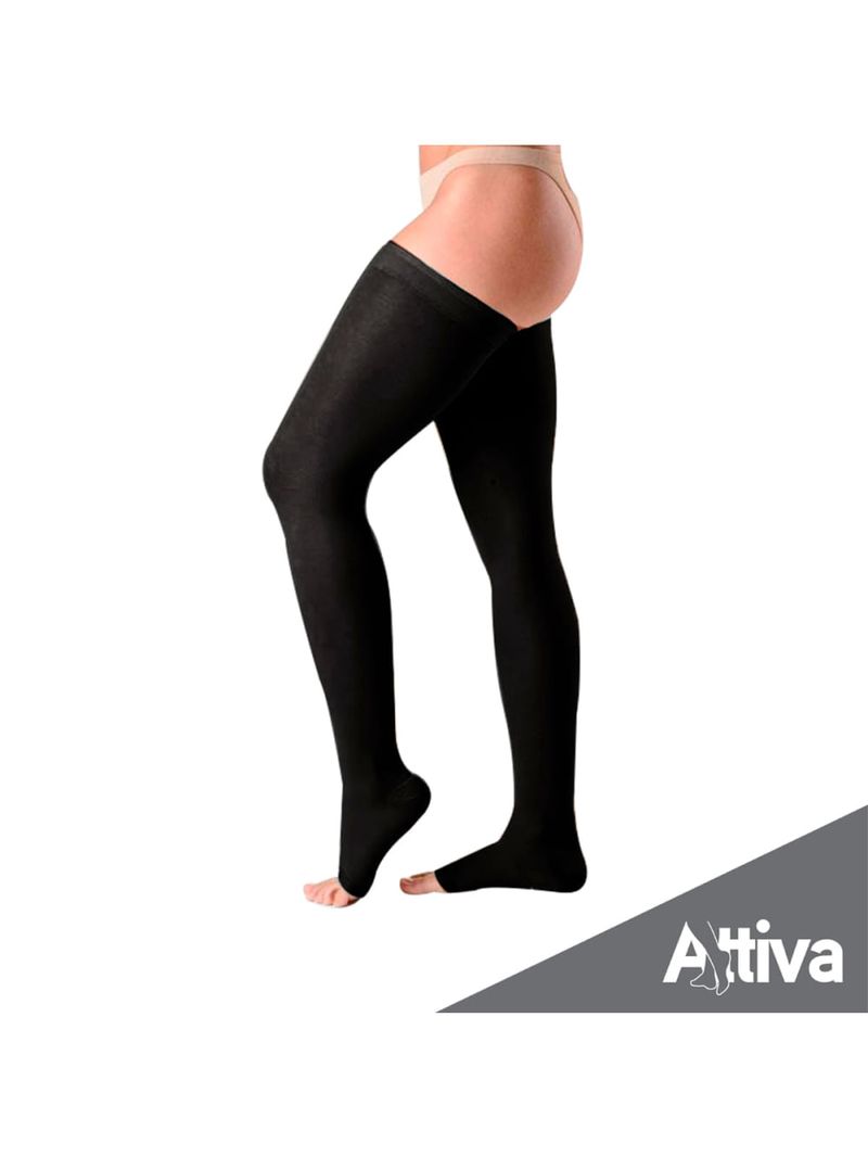 Meia Coxa 7/8 Attiva Alta Compressao 20-30 Fem Aberta Preta Tamanho G Cor PRETA