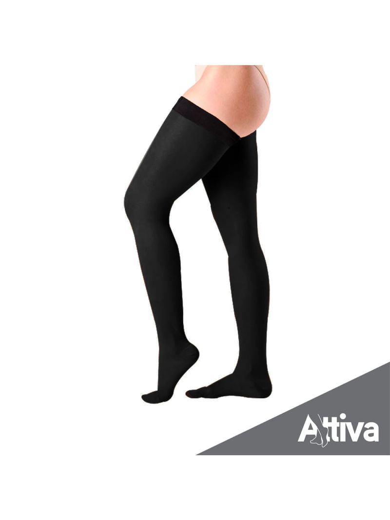 Meia Coxa 7/8 Attiva Alta Compressao 20-30 Fem Fechada Preta Tamanho P Cor PRETA