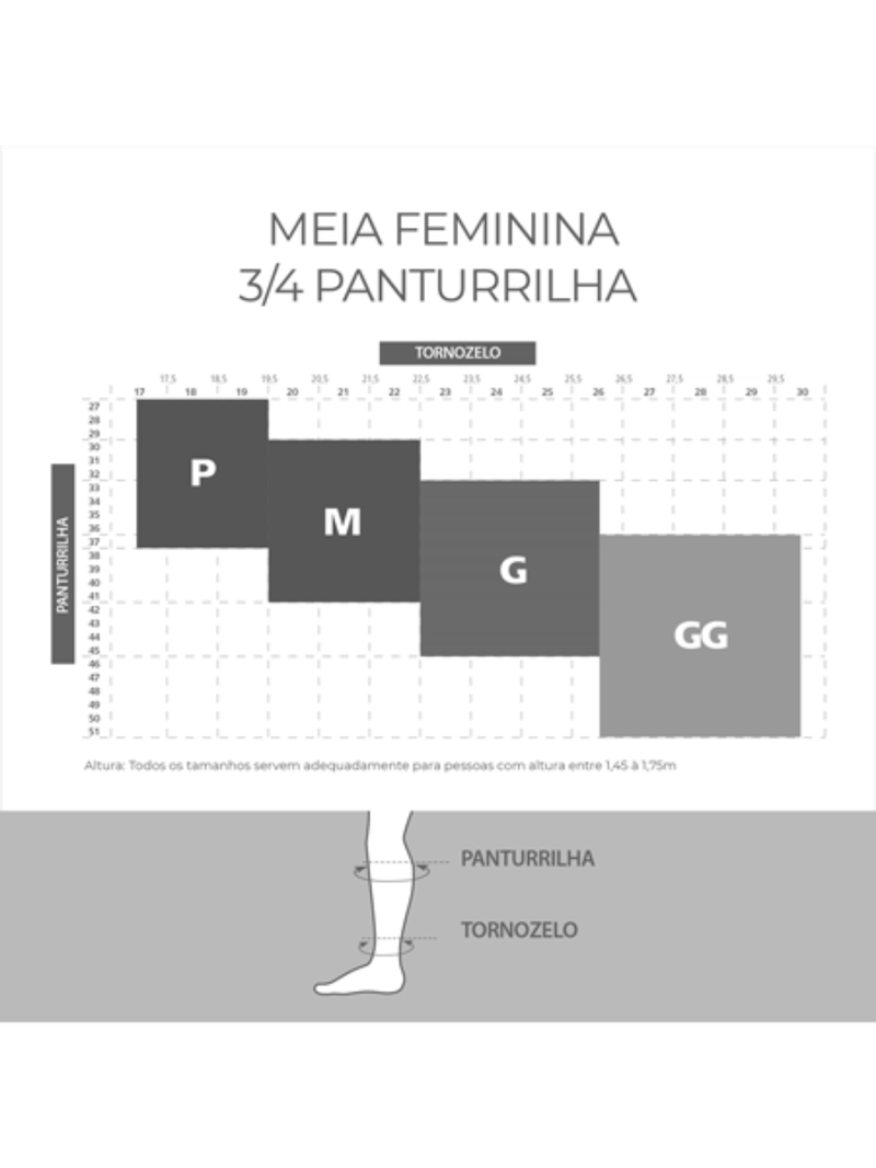Meia ¾ Panturrilha Attiva Media Compressao 18-21 Fem Fechada Preta Tamanho G Cor PRETA