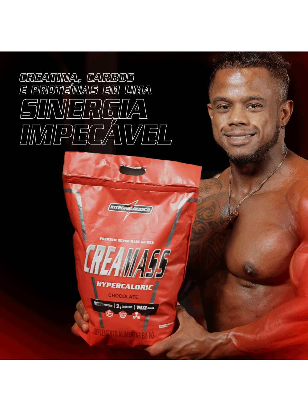 Hipercalórico Creamass 3kg Morango com Creatina Integralmedica