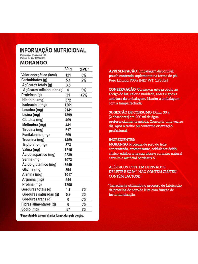 WHEY 100% PURE Morango - Pouch 900g