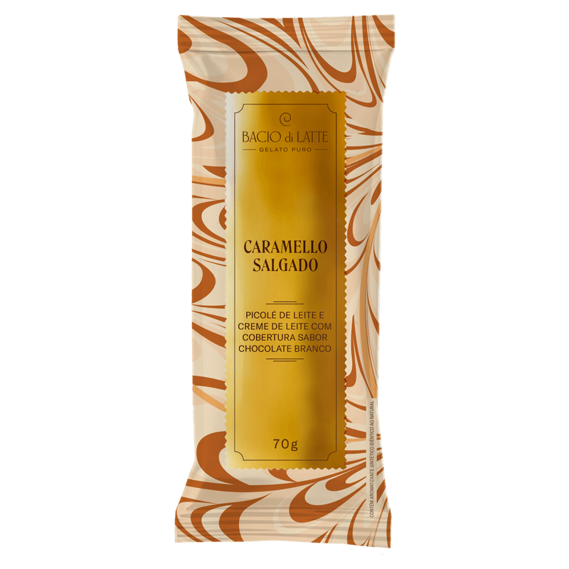 Picolé Caramelo Salgado Chocolate Branco 70g Bacio di Latte